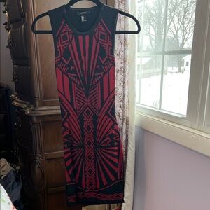 Red and Black Geometric Body Con size S